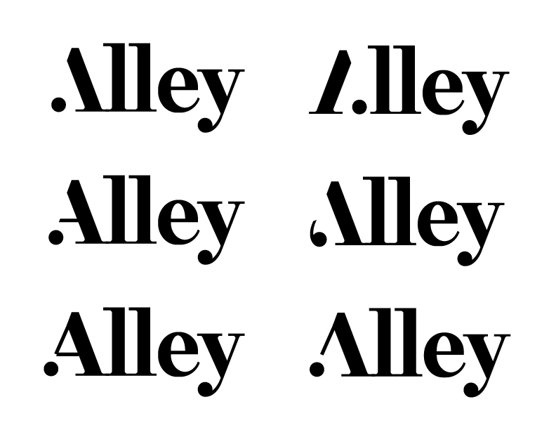 Different variations of A shapes followed by the letters LLEY