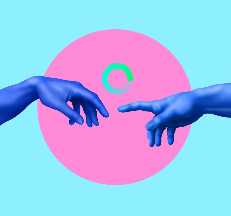 Creation of Adam in Pop Art style with a loading symbol