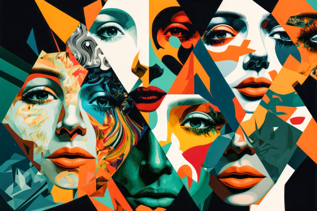 Colorful collage of women's faces